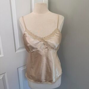 TAN CATO PADDED LACE SLIP TANK TOP